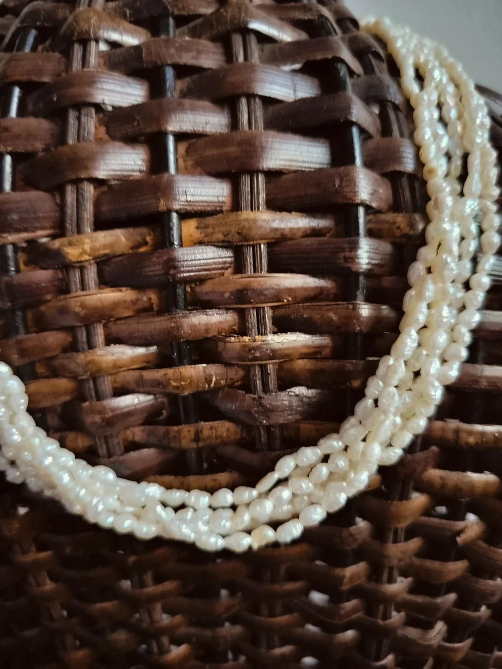 Elegant multi-strand freshwater rice pearl necklace with a